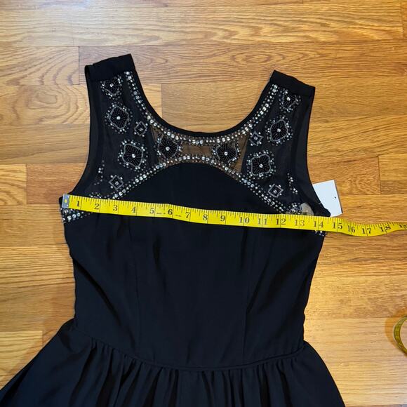 Way In Juniors 3 Black Beaded Backless Fit and Flare Sleeveless Party Dress Prom - Picture 2 of 9
